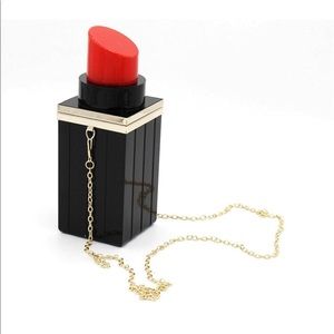 Acrylic Black Lipstick Shape Evening Bag